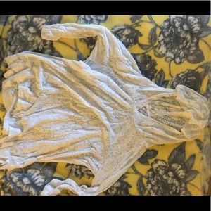 White sheer top with hood